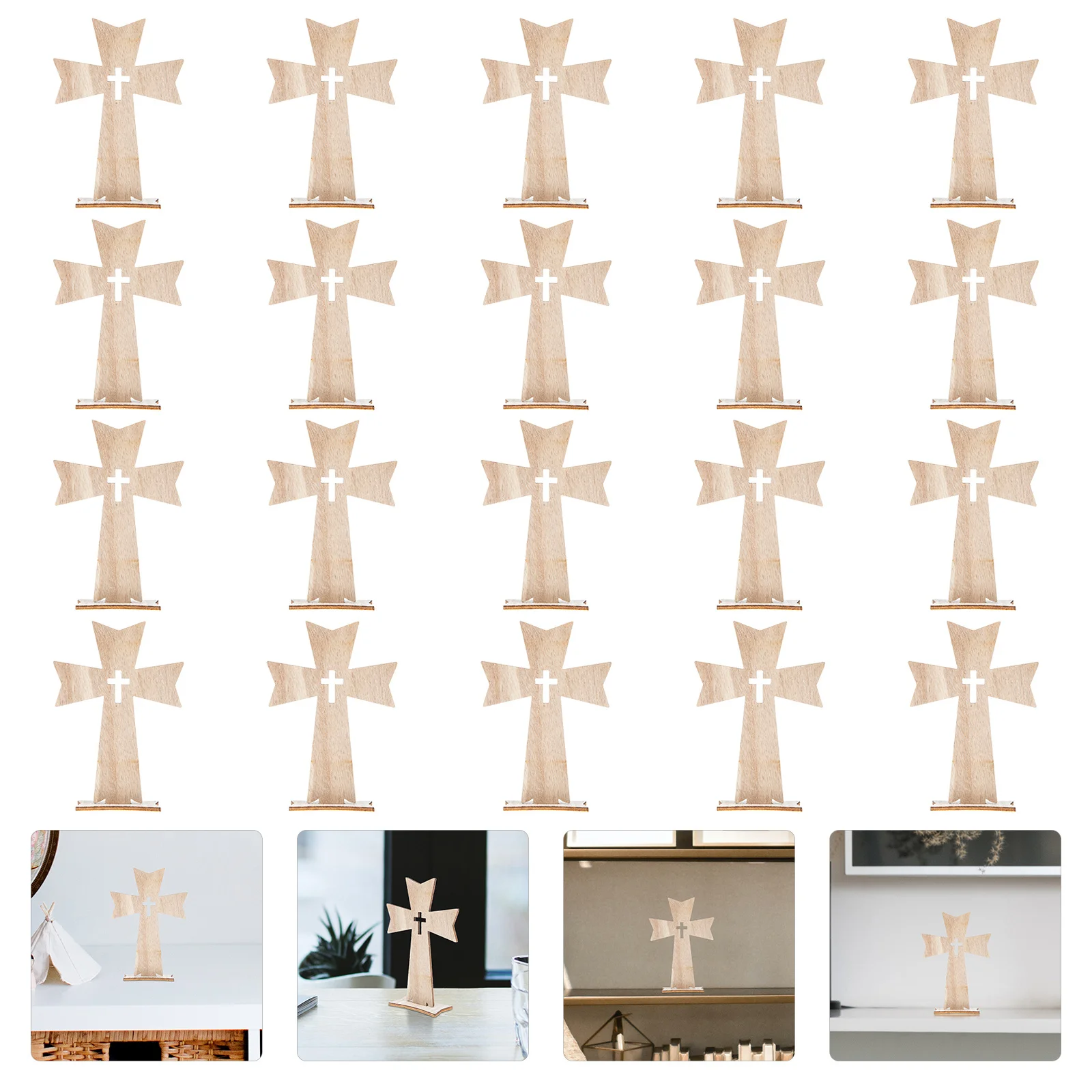 

20Pcs Wooden Cross Ornaments Premium Durable Standing Cross Bedroom Office Decor Religious Home Decoration Creative Wood Craft