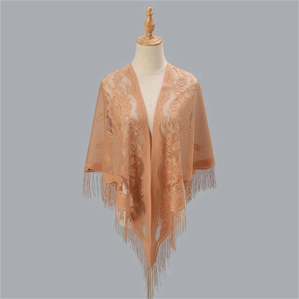 Elegant Evening Dresses Shawls Female Tassels Bridal Bridesmaid Scarf Party Wedding Pareos Butterfly Stoles Lace Triangle Tippet