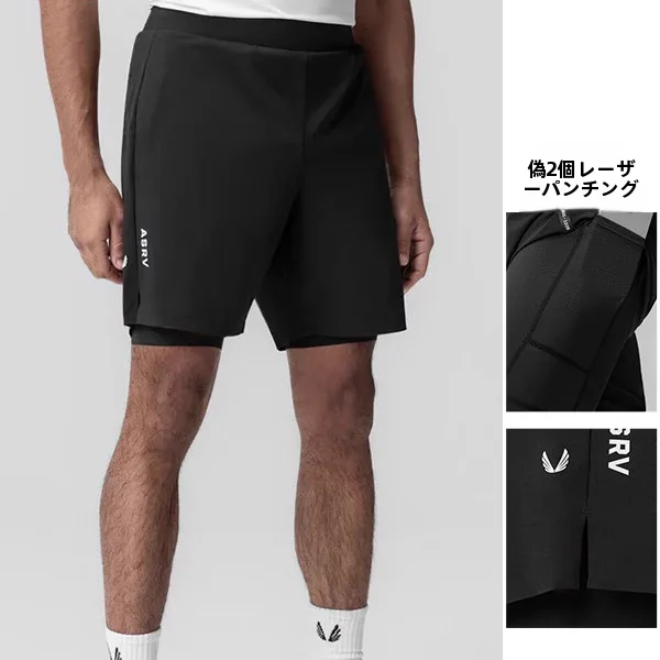 

Summer New Men's Sport Shorts American Youth Double Layer Running Special Five-Quarter Pants Multiple Pockets Outdoor Wear