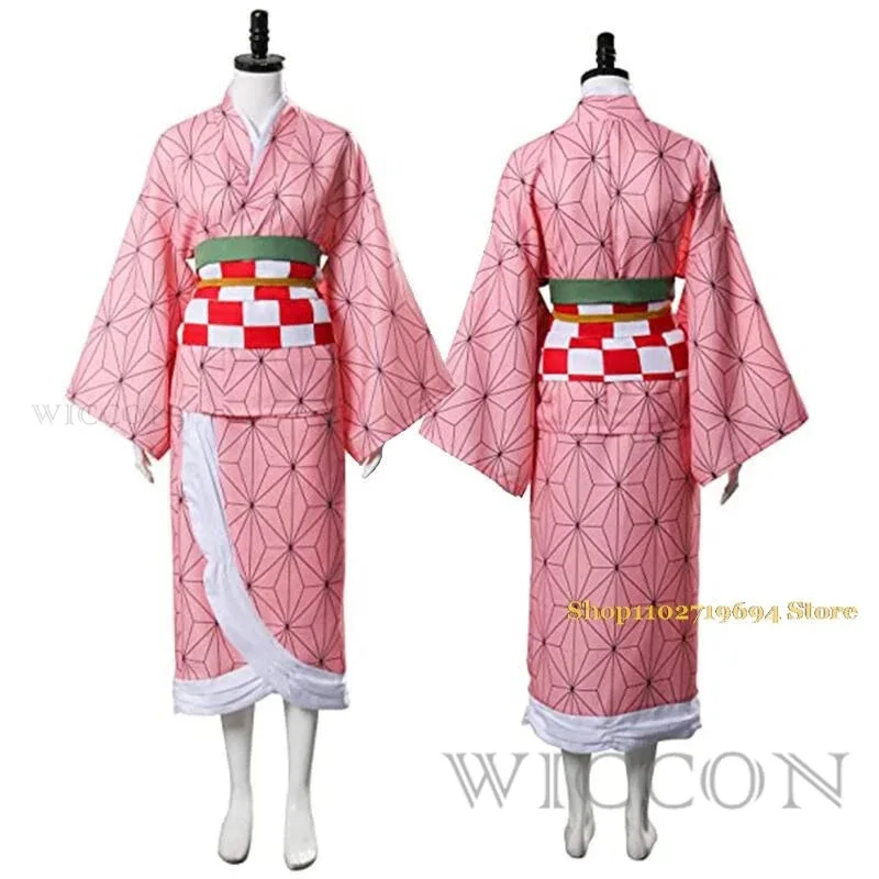 أزياء aa69Nezuko Kamado Nezuko التأثيرية أزياء الرسوم المتحركة للبالغين والأطفال ملابس الهالوين للنساء