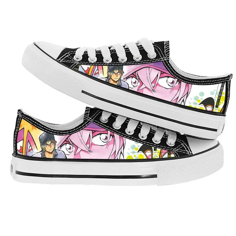 New Conan Edogawa Rachel Moore Kaitou Kid Cartoon Graffiti Low-top Canvas Shoes Personalized Creative Anime Movie Print Sneakers