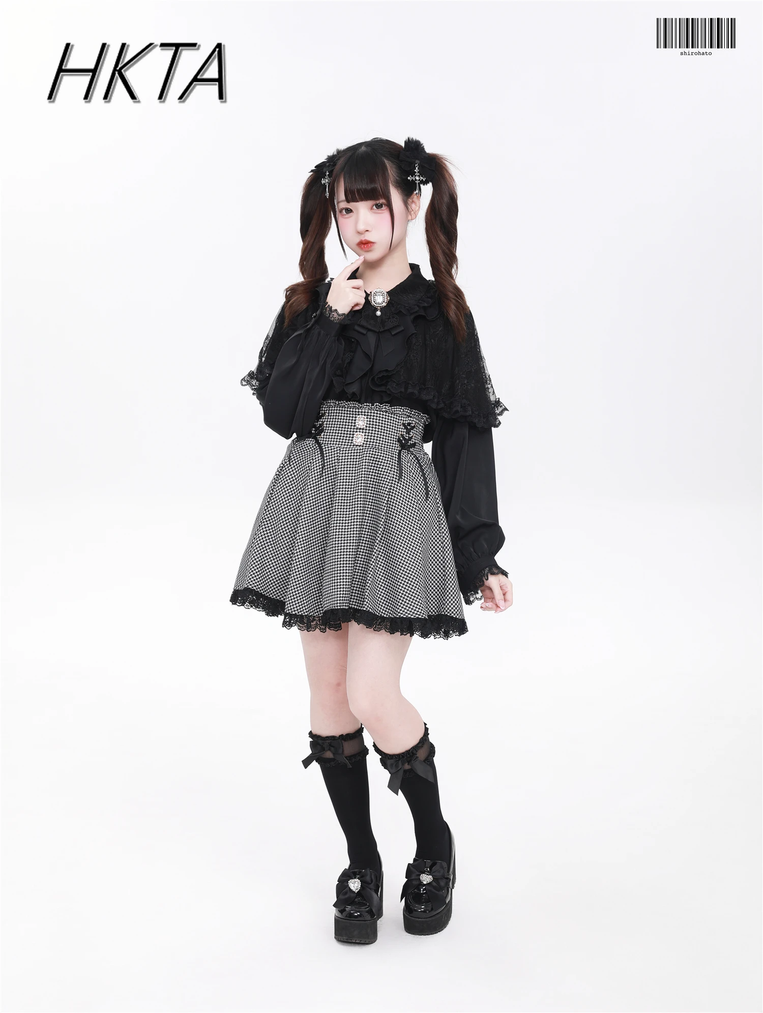 Japanese Detachable Lace Cape Shirt Women's Niche Mine Sweet Bow Long-sleeve Blouse Top Lolita Girl 2025 New Rojita Black Shirts