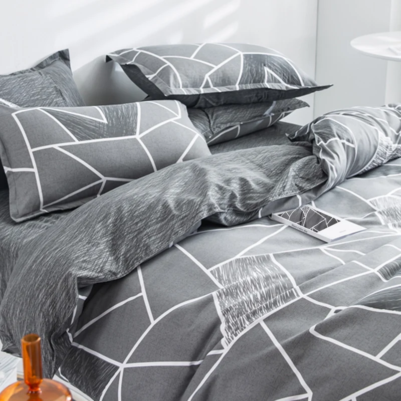 Imagem -02 - Beddingoutlet-gray Twin Duvet Cover 100 Microfibra Macio e Respirável Linha Branca Conjunto de Cama Triangular para Meninos e Meninas Decoração da Casa