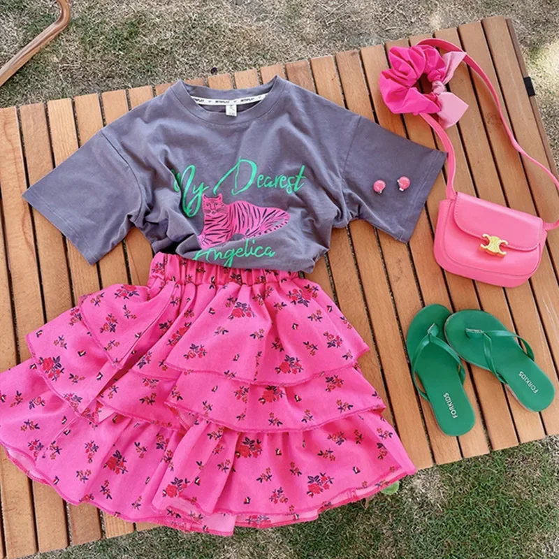 2024 Mommy and Me Outfit Parent Child Clothing Sets Mother Daughter Matching Clothes Girls Set Ladys 2 Peice Top Skirt Outfits