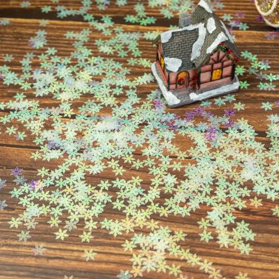 2000pcs 50g Christmas Snowflakes Confetti DecorationsIridescent Snowflake Table Confetti Glitter Snowflake Sequins for Winter W