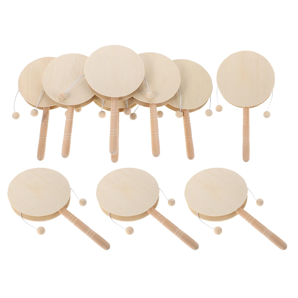 

10Pcs Creative Children DIY Wooden Rattle Drum Unfinished Blank Wood Maracas Fine Motor Skill Development Educational