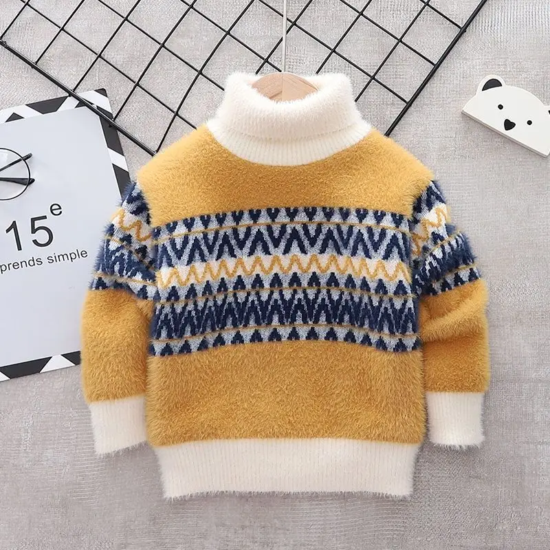 Boys Woolen Sweater Crochet Cotton Knitting 2023 Elegant Thicken Autumn Winter High Quality Warm Children's Clothing