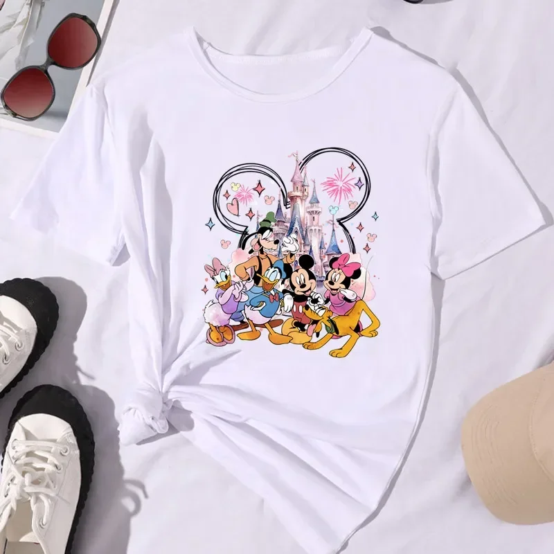 New Summer Disney Micky Mouse Dreamy Castle Printed Kid T Shirt Kawaii Cartoon Cotton Children Girl Clothing Baby Casual Tee Top