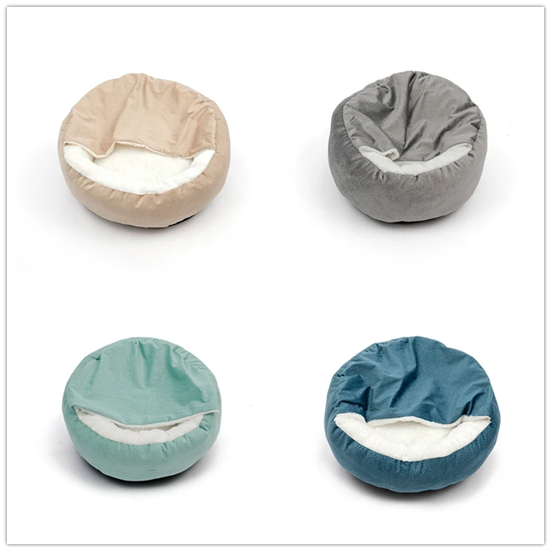 Orthopedic Dog Bed With Hooded Blanket Winter Warm Waterproof Dirt Resistant Cat Puppy House Cuddler Machine Washable