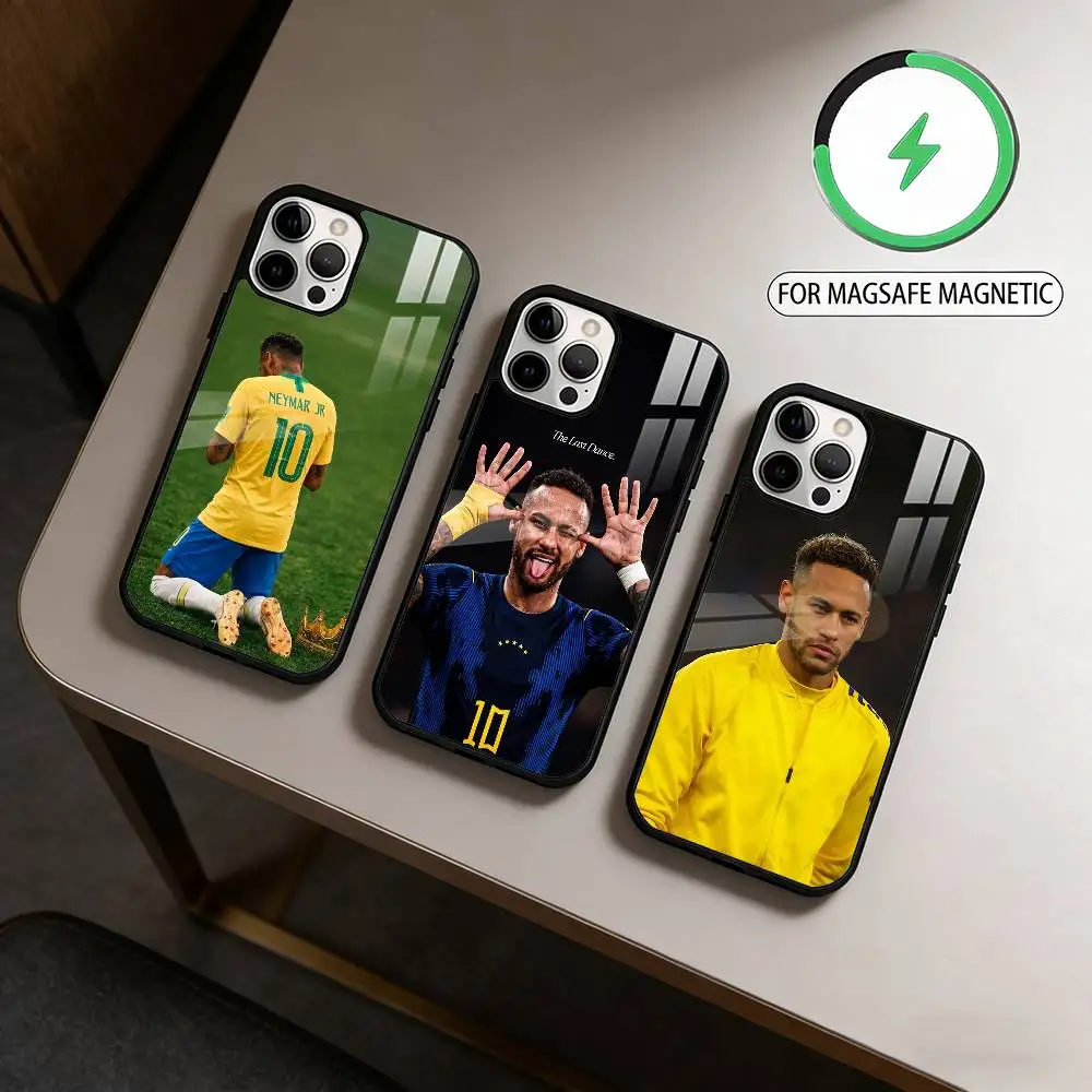 Ney-Neymar Jr NO.10 Magnetic For Magsafe Wireless Charging Phone Case For iPhone17,16,15,14,13,12,11 Plus,Pro Max