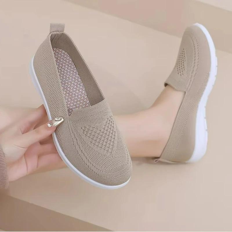 Comfortable casual women's shoes spring and summer breathable fabric uppers solid colors low-cut design soft and outdoor walking