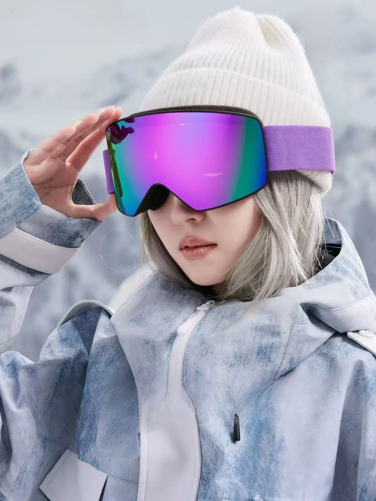 

Adult cylindrical mask HD large field of vision double-layer anti-fog snow goggles snow mountain climbing Keka myopia goggles.