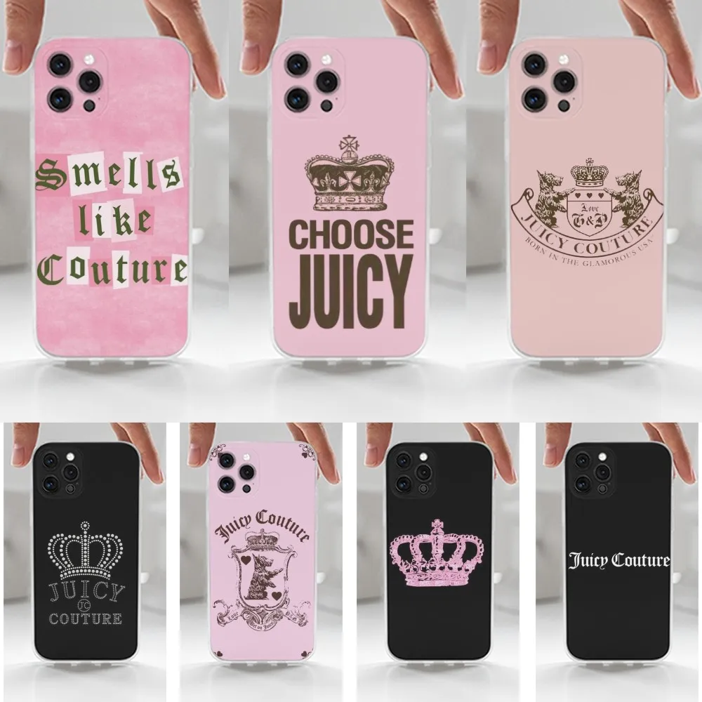 J-Juicy C-Couture  Phone Case For iPhone 16,15,14,13,12,11 Plus,Pro,Max,XR,XS,X,7,8 Plus,SE,Mini,Transparent,Silicone Case