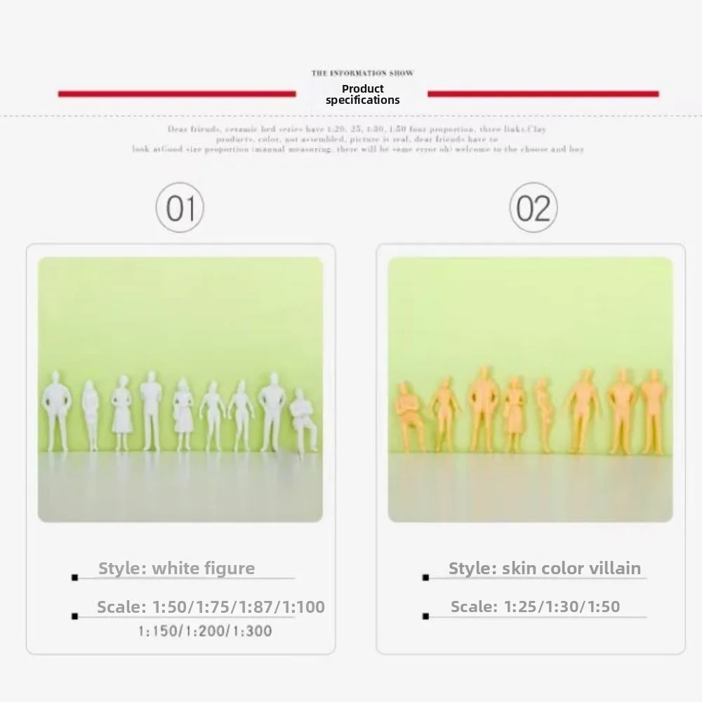 100pcs 1:300/1:200/1:100/1:150/1:75/1:50/1:30/1:25 Scale Model Building People Figures Mixed Color Colorful Standing People