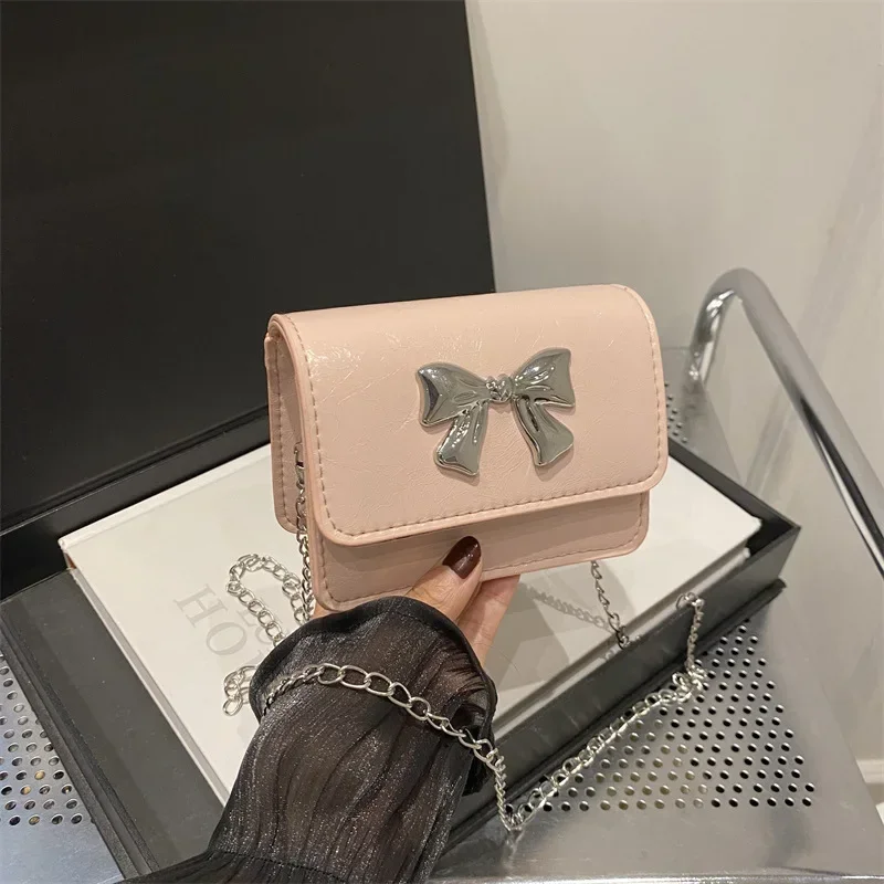 Premium mini small bag women's niche chain messenger handbag versatile bow small square bag