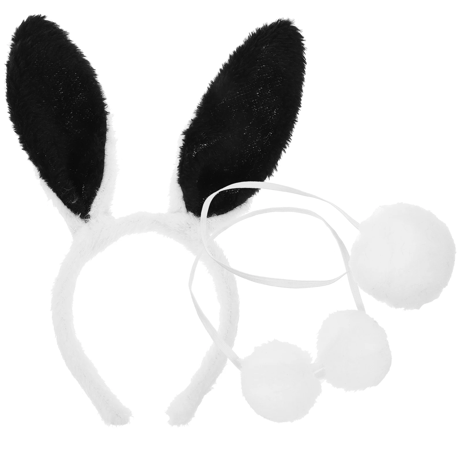

3Pcs Rabbit Costume Set Black Headband Bow Tie Tail Flexible Comfortable Adult Party Cosplay Suit Rabbit Costume Set