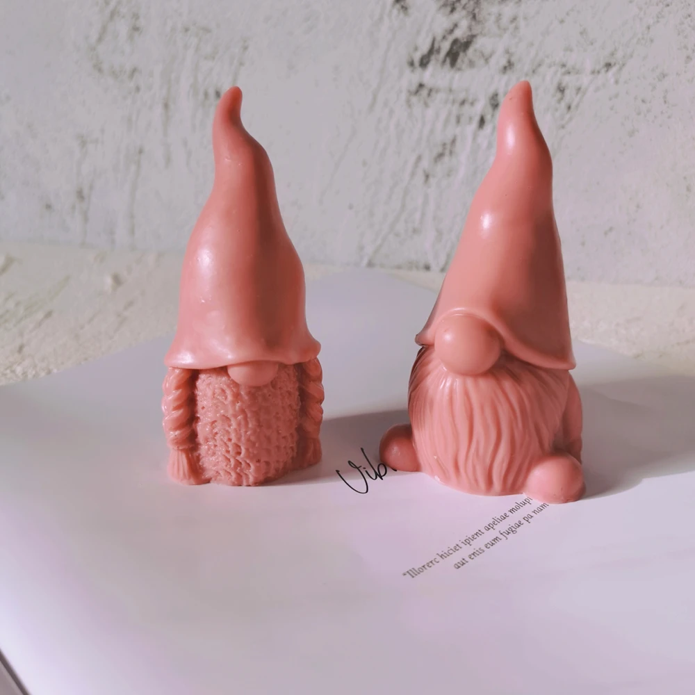 3D Gnome Statue Candle Mold Funny Resin Casting Concrete Plaster Nordic Nisse Figurine Silicone Mold