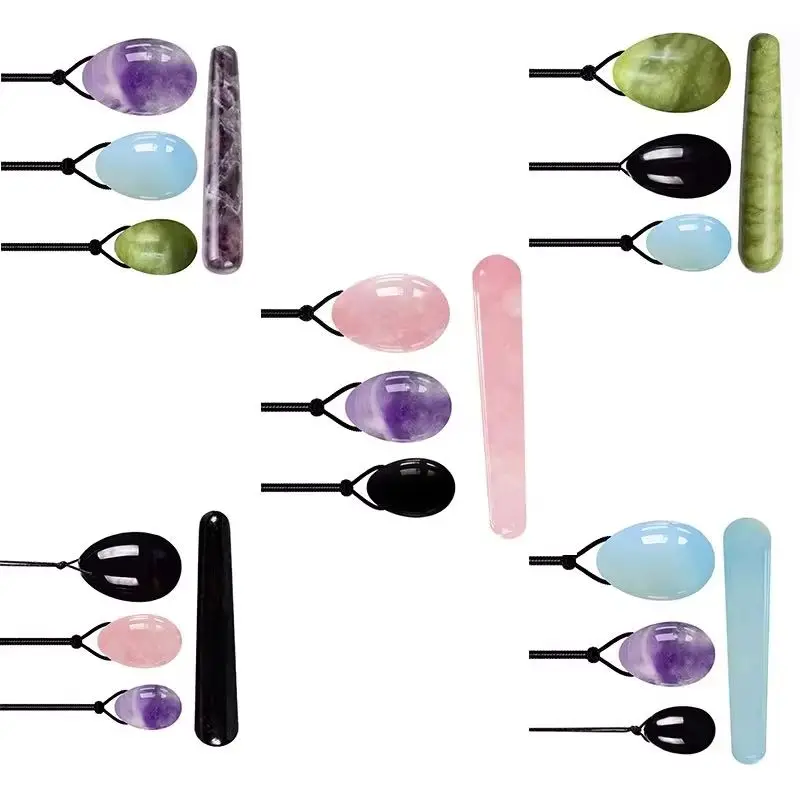 3/4PCs Natural Jade Yoni Eggs Massage Wand Set Ladies Kegel Exerciser Yoni Pelvic Floor Muscle Massager For Women Vaginal Health