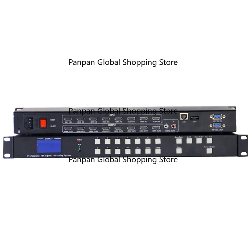 8x8 4x4 h Matrix Switch with Audio, Ethernet Web APP RS232 IR Button 6-in-1 Switcher HDCP 1080P 4K Video Display Auto Loop