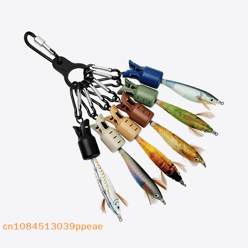 {QTG333} Neues Squid-Jig-Köder-Schutzset, Webfoot-Oktopus-Egi-Hakenabdeckung, Tintenfisch-Schirmköder-Kappe mit Karabiner