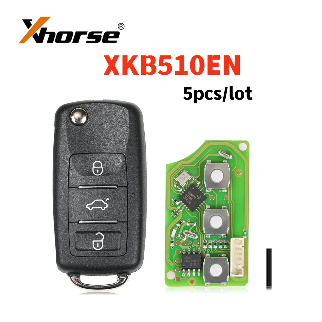 5PCS Xhorse XKB510EN Universal Remote Key B5 Type 3 Buttons for VVDI VVDI2 Key Tool