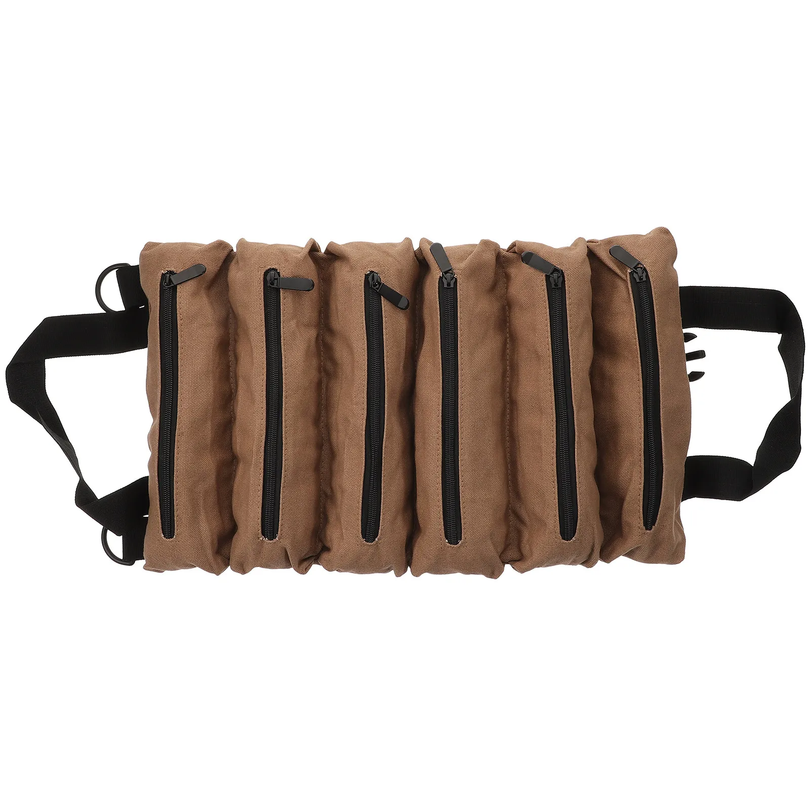 Tool Roll 6 Pockets Canvas Zipper Pouch Compact Auto Tool Organizer Wear Resistant Spanner Storage Bag Canvas Pouch Organizer