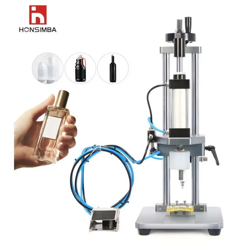 

Semi-Automatic Pneumatic Capping Machine for Perfume Glass Bottle Press Cap Machine Perfume Collar Press Machine
