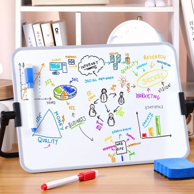 Mini 42x30cm Double-Sided Whiteboard for Kid Drawing, Reminder, Shopping List