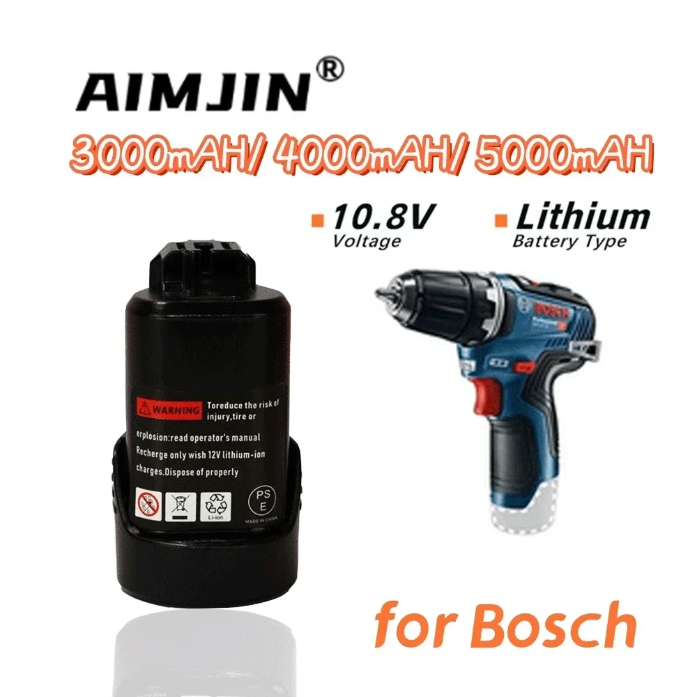 

10.8V Bosch 3.0/4.0/5.0Ah Li-ion Replacement Battery for Bosch BAT411 BAT412 BAT413 BAT414 Cordless Power Tool+Charger