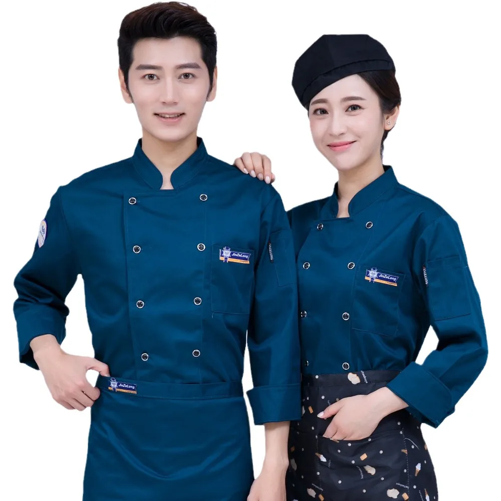 بدلات الشيف بأكمام طويلة للرجال والنساء في الفنادق بأكمام قصيرة ملابس عمل صيفية للمطاعم والمقصف #5