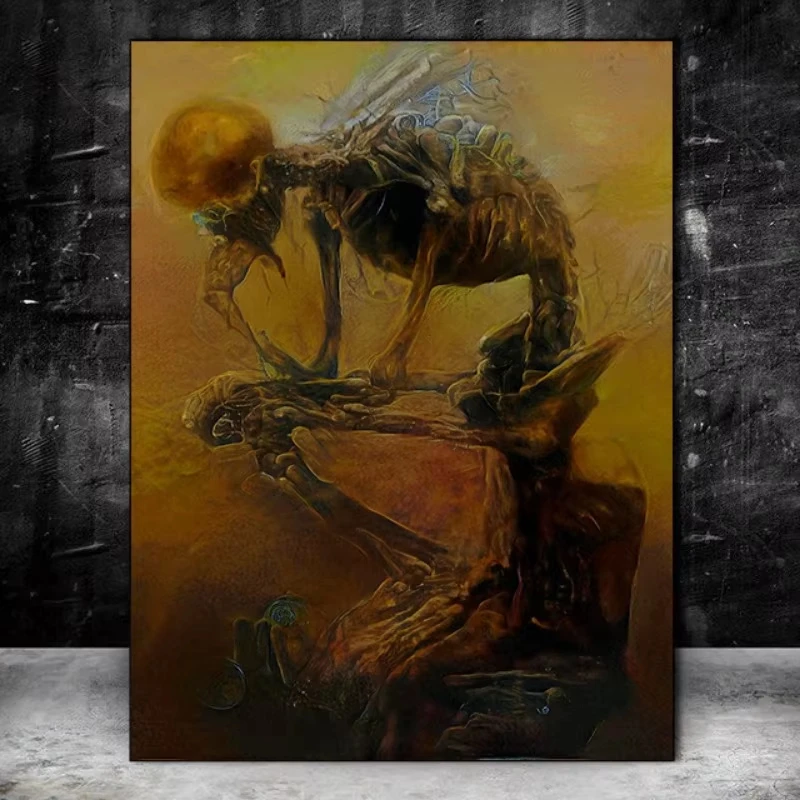 Zdzislied Beksiansk الفني المشارك يطبع البولندية سريالية الظلام قماش اللوحة القوطية جدار الفن لغرفة المعيشة ديكور المنزل جدارية