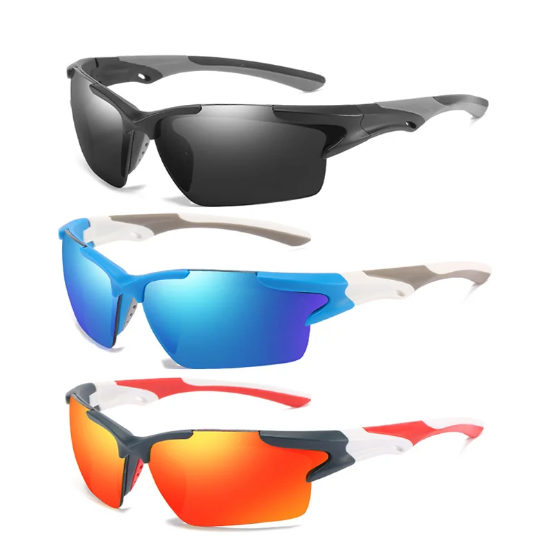 VIVIBEE 2026 Trendige Luxus-Sportsonnenbrille UV400 Herren-Anglerbrille Damen-Spiegelbrille mit Roten Gläsern und Weißem Rahmen für Outdoor-Aktivitäten