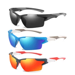 VIVIBEE 2026 Trending Luxury Sports UV400 Sunglasses Men's Fishing Goggles Women Mirror Red Lens White Frame Outdoor Shades