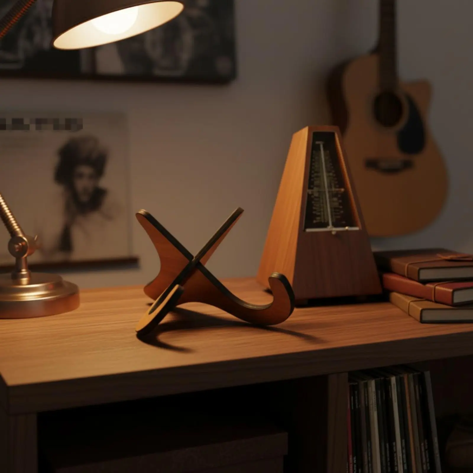 

Wooden Guitar Stand Safeguarding Padding Portable Ukulele Stand Intersecting-Frame Instrument Holder Thumb Piano Holder