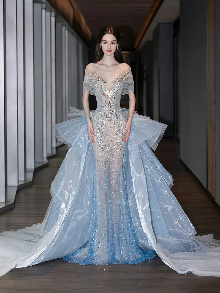 ชุดเดรสอุตสาหกรรมหนักที่หรูหราและหรูหราระดับไฮเอนด์ใหม่สําหรับงานเลี้ยง