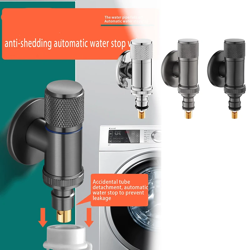 G1/2' G3/4' Faucet Triangle Valve Brass Dual Control Washing Machine Tap Three-way for Bathroom Toilet Accessories Angle Valve