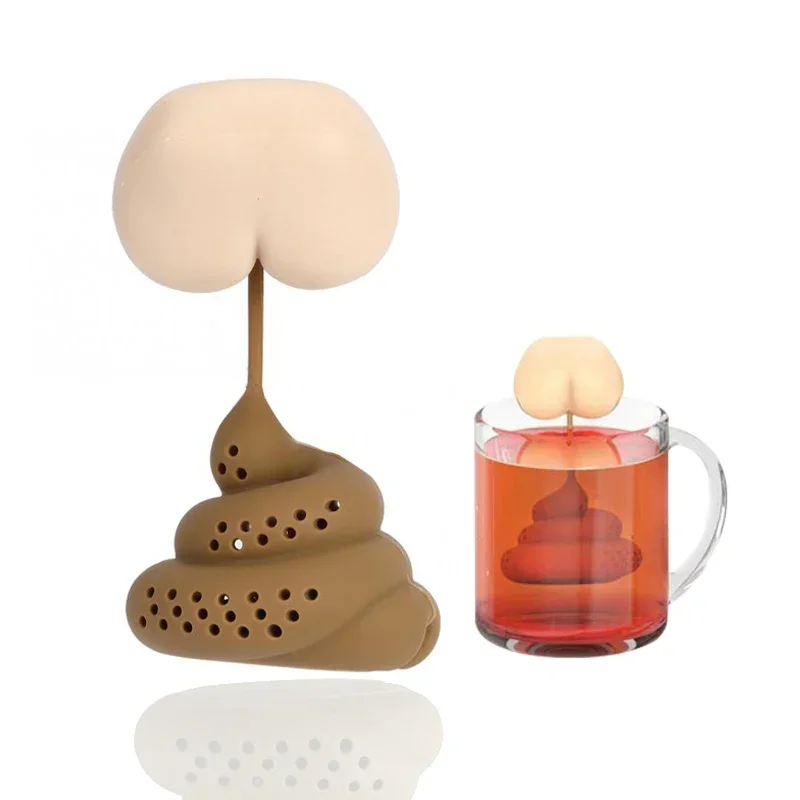 Hot sale Strainer Tea Accessories Reusable Silicone Tea Infuser Creative Poop Shaped Funny Herbal Tea Bag Coffee Filter Diffuser