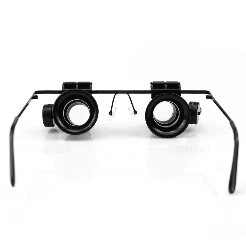 Professional 20X Magnifier Double Eye Glasses Type Watch Repair Jeweler Inspect Tool Magnifier with Two Adjustable LED Lights
