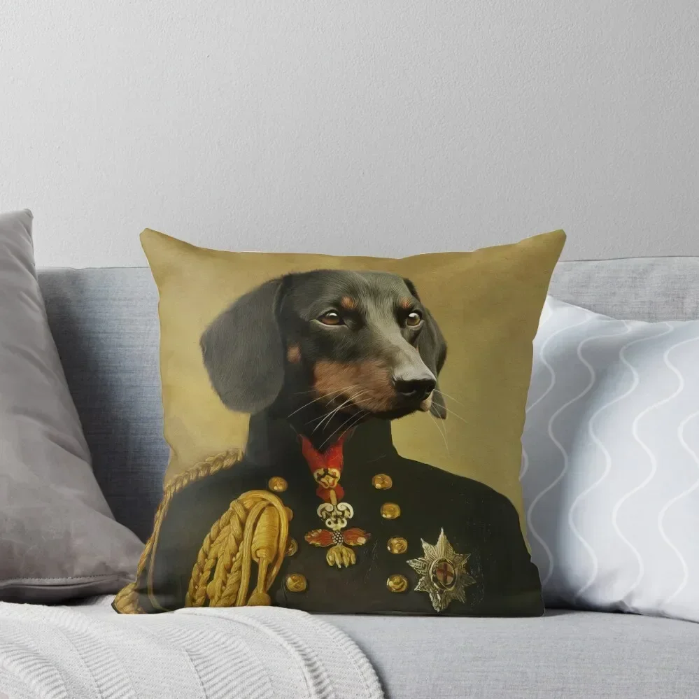 royal dog portraits dachshund ,Royal Pet Portrait ,royal dog paintings , Renaissance Pet King Portrait, Classic Pet Throw Pillow