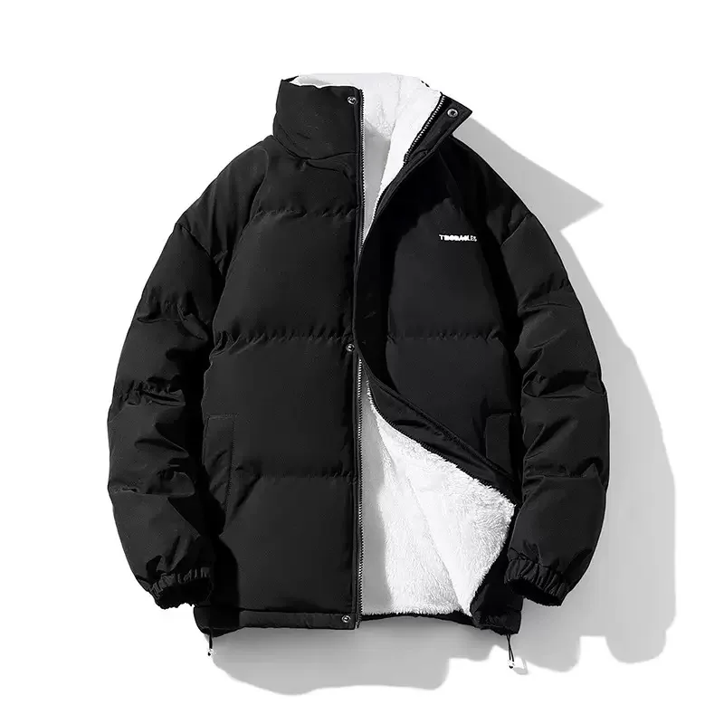 

Winter New Fashionable Solid Color Thick Warm Cotton Coat with Velvet for Men's Casual Loose Sports High Quality Large Size Coat