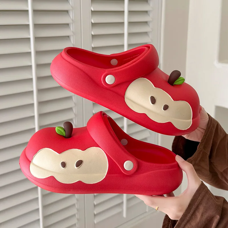 

Ins new novelty apples clogs women's summer funny shoes woman odorless EVA slipper ladies fruit slides home beach slippers