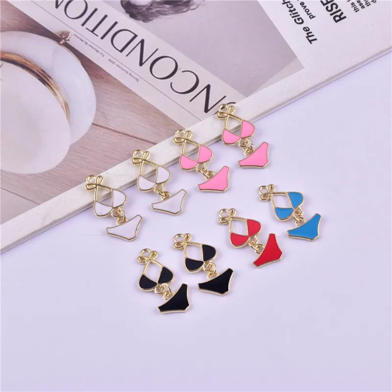 10pcs/pack Mix Style Swimwear Bikini Metal Charms Pendant for Earring Necklace Jewelry Making Craft DIY