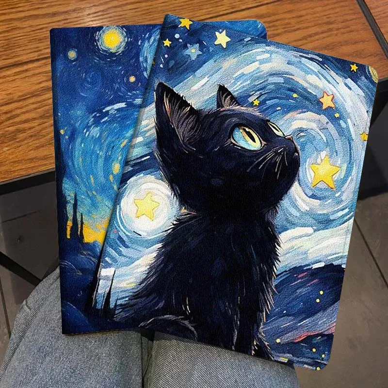 

Чехол для планшета с изображением звездного неба и кошки, популярный для Honor Pad 8, V8, 9, GT, MagicPad 13, 3, 2, Tab, MatePad Pro, Air 12, X, 12.6, складной, подарочный