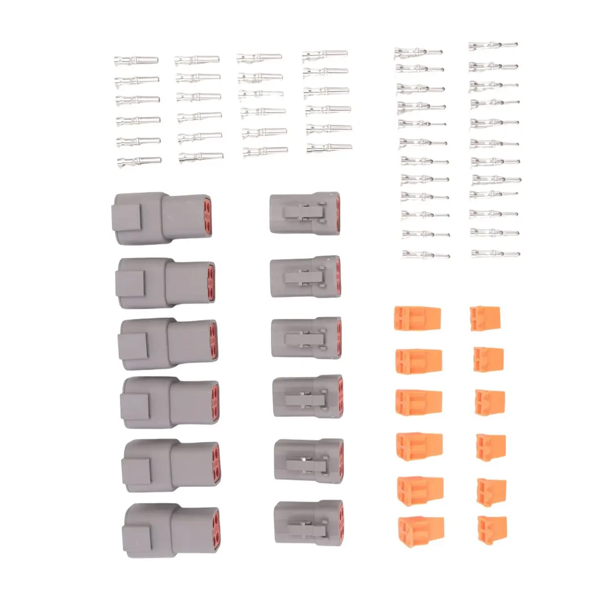 morning 72 PCS Deutsch DTP Connector Kit 4 Pin Automotive Waterproof Connectors 6 Sets with Size 12 Stamped Contacts Gauge