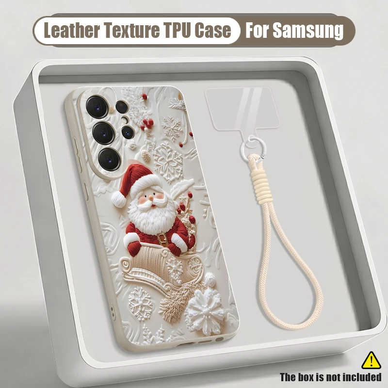 Santa Claus Printed Lanyard Phone Case For Samsung Galaxy S26 S25 S24 Ultra S26 S25 FE A18 A57 A37 A17 A56 A55 A16 A36 A54 Cover