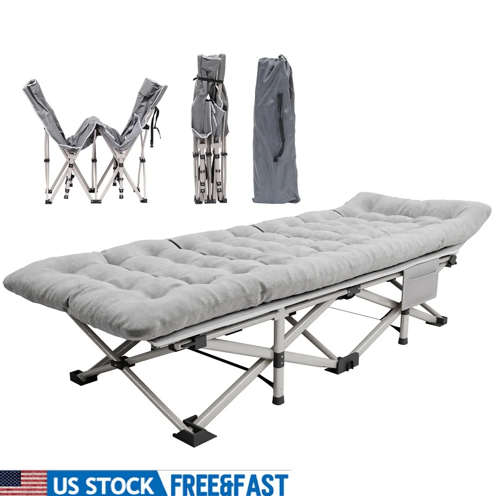 

Heavy Duty Folding Camping Cot Adults Portable Bed with Removable Mattress Easy Setup Carry Bag Travel Office Outdoor Use