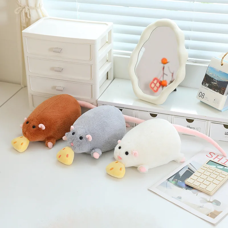 40-70cm Cartoon Simulation Cheese Pull-wire Small Mouse Doll Plush Toys Cute Lifelike Mouse Plush Stuffed Doll Room Decor Gift
