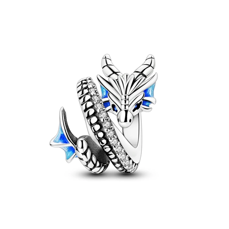 925 Sterling Silber Blaue Charms Walhai Meeresschildkröte Delfin Seepferdchen Anhänger Perle Passend für Original Armreif Armband Charms Schmuck