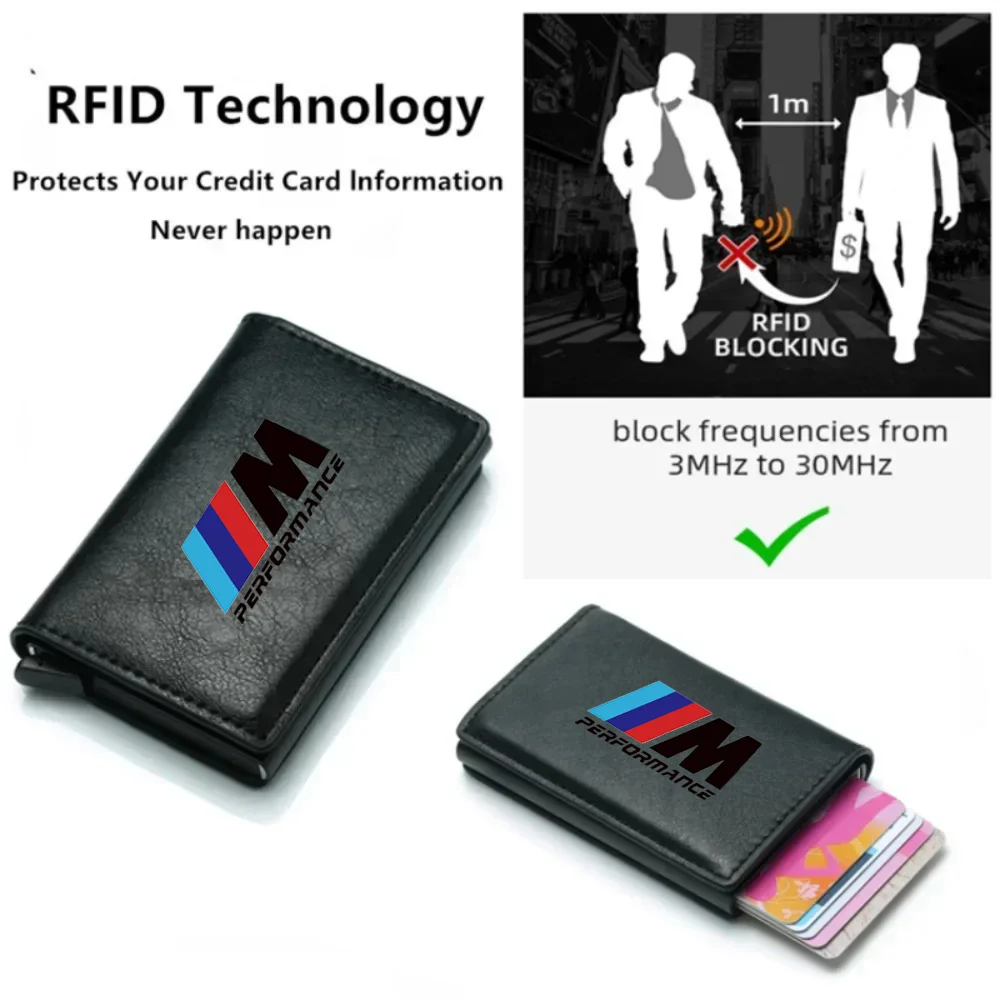 Rfid Credit Card Holder Men Wallets Bank Cardholder Leather Wallets For BMW M M3 M5 E46 F10 G20 X7 Performance car accessories