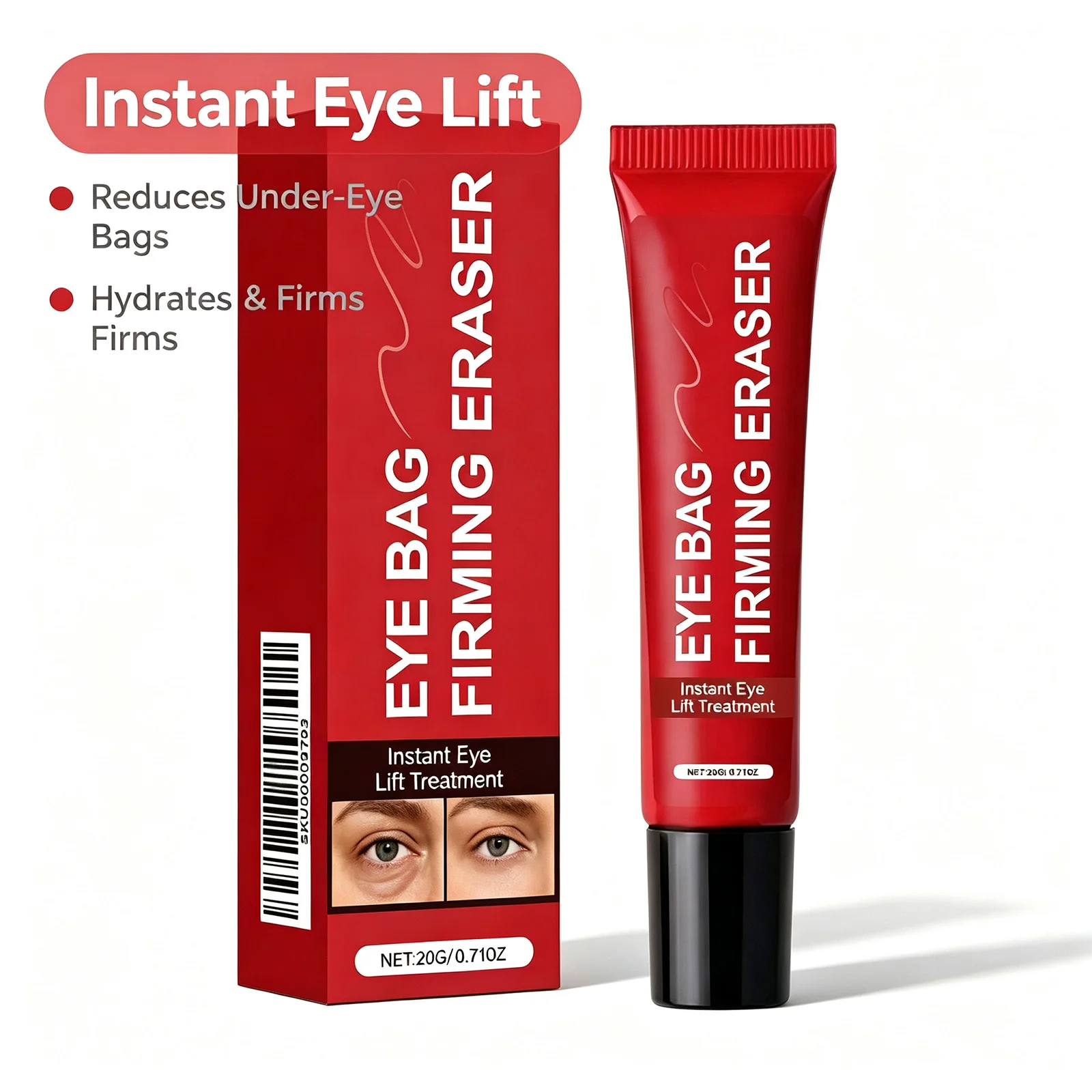 Eye Bag Firming Eraser Cream 20g Retinol Collagen Smooth Fine Lines Makeup Friendly Gentle Nourishing for Eye Area Daily Care
